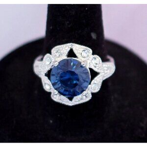Vintage Silver Tone Blue Sky Ring | Size 8 | Avon | J24